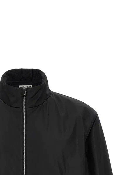 Jil Sander Polyester Jacket High Collar Elastic Cuffs In Black