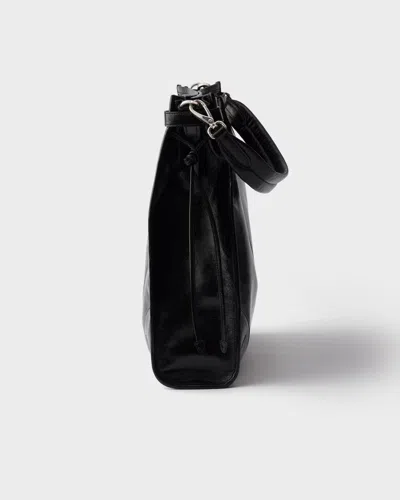 Prada Shoulder Bag Top Handle Smooth Finish In Black
