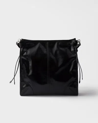 Prada Shoulder Bag Top Handle Smooth Finish In Black