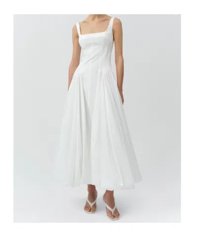 Simkhai Women's Hally Cotton Poplin Gathered Bubble Midi Dress In White