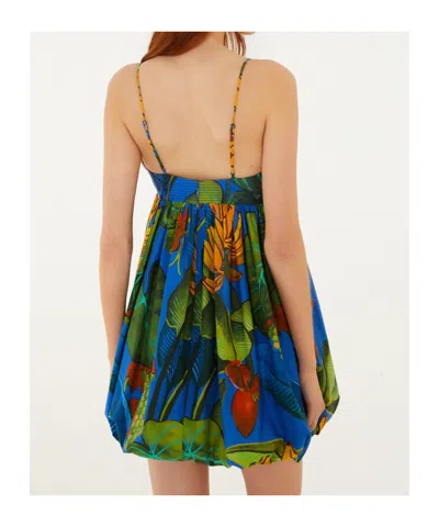 Farm Rio Banana Grapes Blue Sleeveless Mini Dress Banana Grapes Blue
