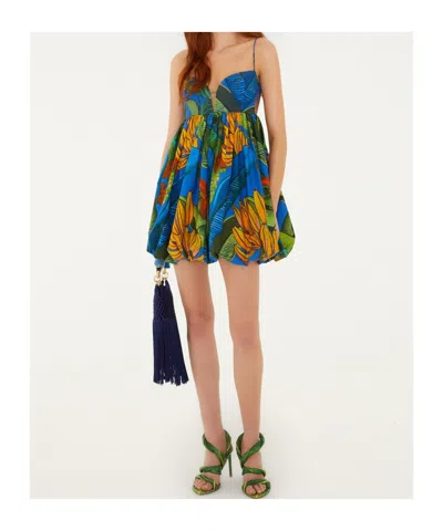 Farm Rio Banana Grapes Blue Sleeveless Mini Dress Banana Grapes Blue
