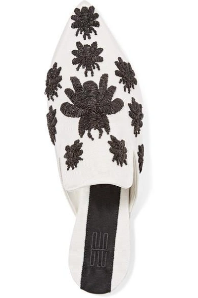 Shop Sanayi313 Ragno Embroidered Faille Slippers
