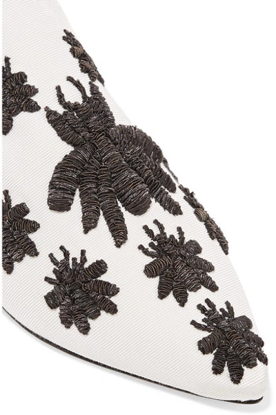 Shop Sanayi313 Ragno Embroidered Faille Slippers