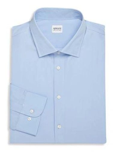 Shop Armani Collezioni Modern-fit Cotton Dress Shirt In Cornflower