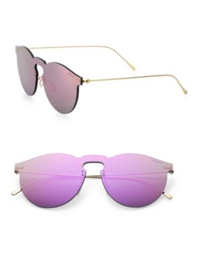 Shop Illesteva Leonard Mask 47mm Classic Round Mirrored Sunglasses In Na