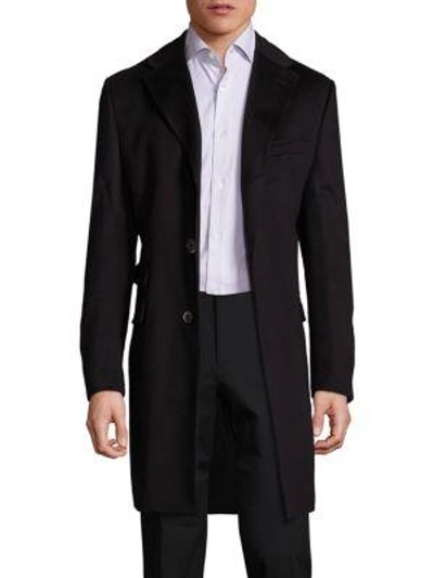 Shop Corneliani Virgin Wool Long Coat In Black