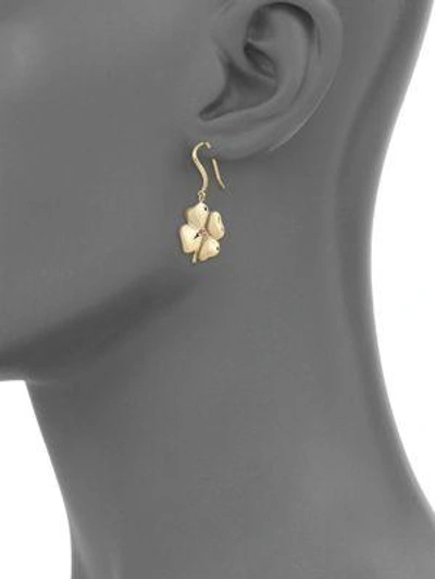 Shop Aurelie Bidermann Clover Ruby & 18k Yellow Gold Drop Earrings In Na