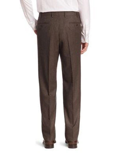 Shop Zanella Solid Virgin Wool Trousers In Brown