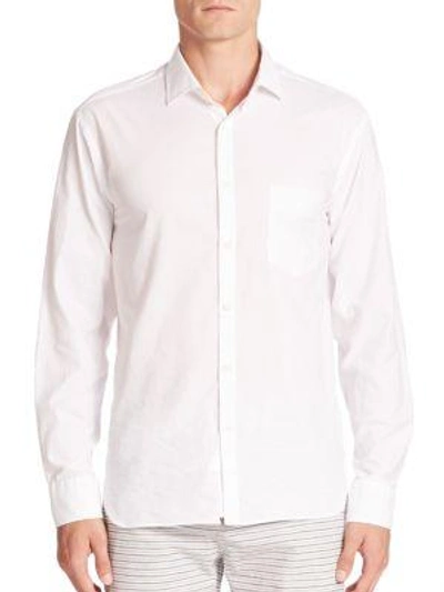 Shop Billy Reid Long Sleeve Textured Button-down Shirt In White Dot