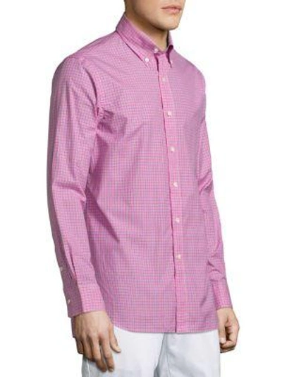 Shop Polo Ralph Lauren Plaid Poplin Button-down Shirt In Pink Green