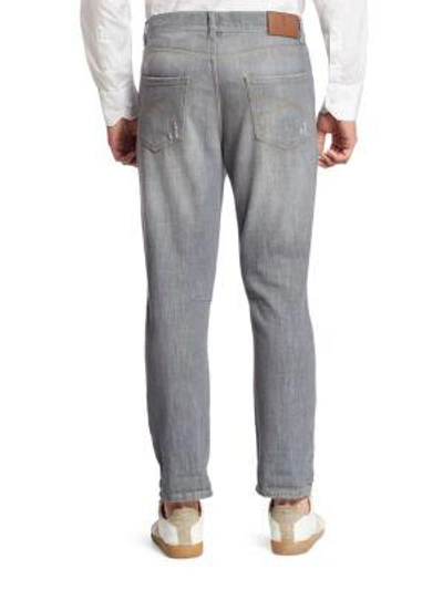 Shop Brunello Cucinelli Straight-fit Distressed Jeans In Grey