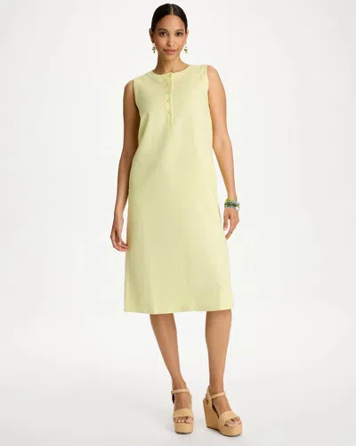 Chico's Linen-cotton Henley Dress In Sage Lime