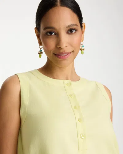 Chico's Linen-cotton Henley Dress In Sage Lime