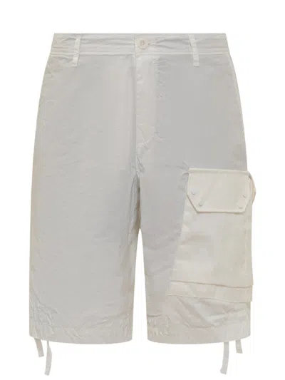 Ten C White Solid Shorts In White