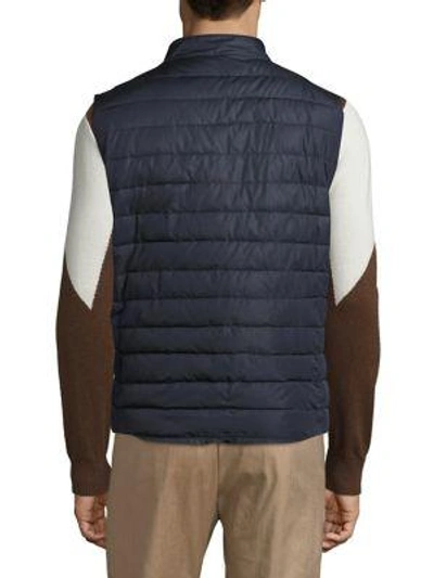 Shop Eleventy Wind & Water-resistant Quilted Zip Vest In Navy