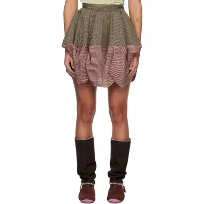 Kiko Kostadinov Stripe-pattern Bubble-hem Mini Skirt In Blue