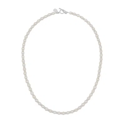 Dower & Hall White Pearl Halo Necklace In Silver
