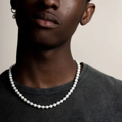 Dower & Hall White Pearl Halo Necklace In Silver