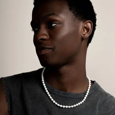 Dower & Hall White Pearl Halo Necklace In Silver