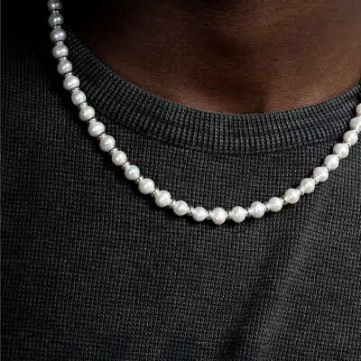 Dower & Hall White Pearl Halo Necklace In Silver
