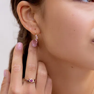 Dower & Hall 18k Gold Sapphire & Ruby Small Cascade Earrings In Multi