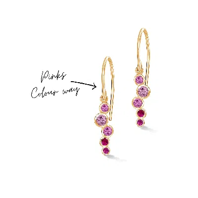 Dower & Hall 18k Gold Sapphire & Ruby Small Cascade Earrings In Multi