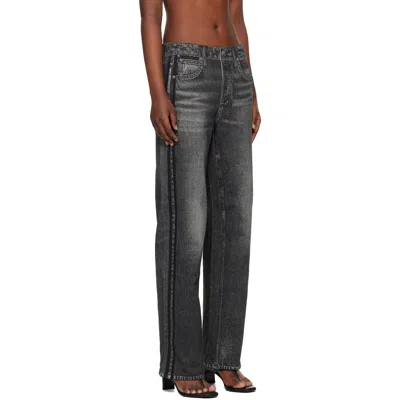 Rag & Bone Miramar Fleece Pull On Wide Leg Sweatpant Jeans In Washed Black In Black