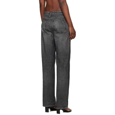 Rag & Bone Miramar Fleece Pull On Wide Leg Sweatpant Jeans In Washed Black In Black