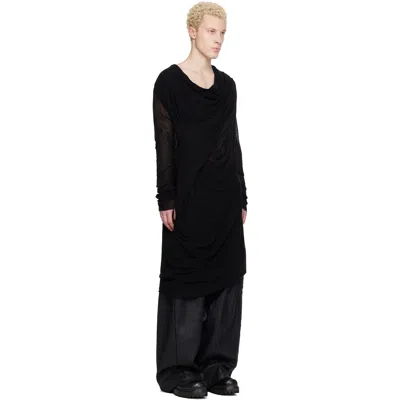 Julius Black Drop Neck Drape T-shirt In Black