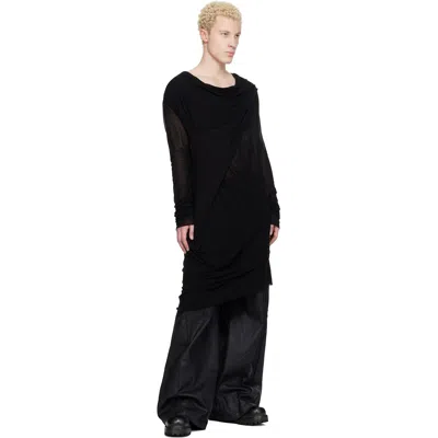 Julius Black Drop Neck Drape T-shirt In Black