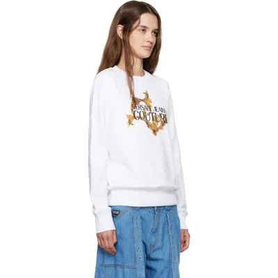 Versace Jeans Couture White Screen-printed Sweatshirt In Multi
