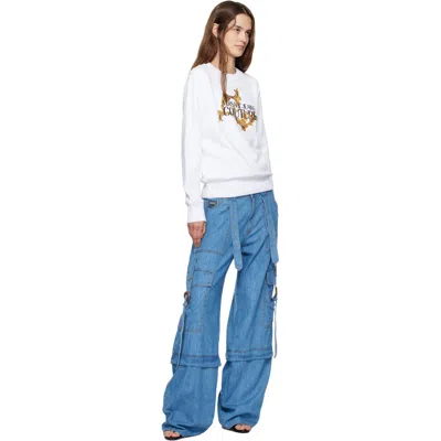 Versace Jeans Couture White Screen-printed Sweatshirt In Multi