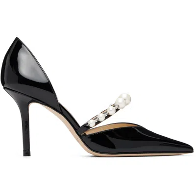 Jimmy Choo Pointed Toe Heels With Pearl And Crystal Accents In Black
