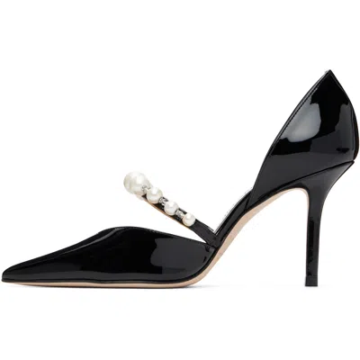 Jimmy Choo Pointed Toe Heels With Pearl And Crystal Accents In Black