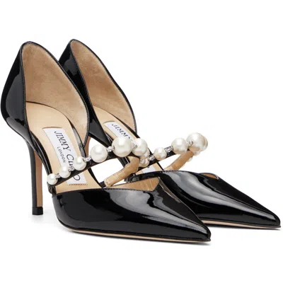 Jimmy Choo Pointed Toe Heels With Pearl And Crystal Accents In Black