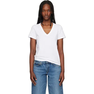 Rag & Bone The Vee Slub Pima Cotton-jersey T-shirt In Bright White