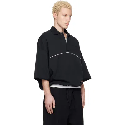 Essentials Piped Polo-style Sweatshirt In Black