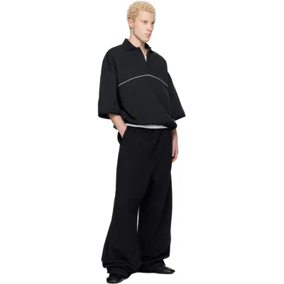 Essentials Piped Polo-style Sweatshirt In Black