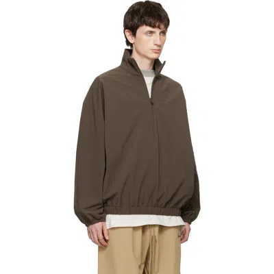 Essentials Brown Active Trace Half Zip Track Jacket In Brown