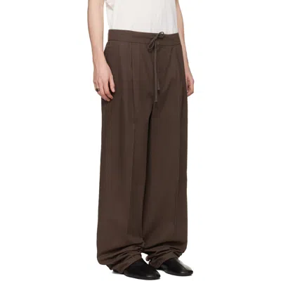 Essentials Brown Pleat Front Trousers In Brown