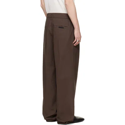 Essentials Brown Pleat Front Trousers In Brown