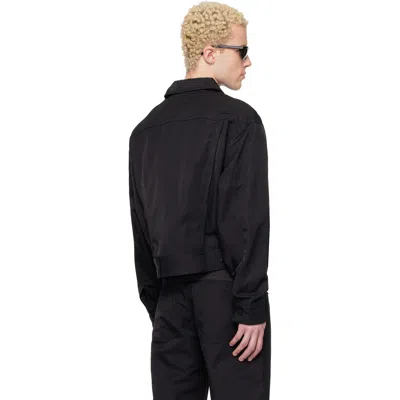 Essentials Black Textured Nylon Trucker Jacket In Black