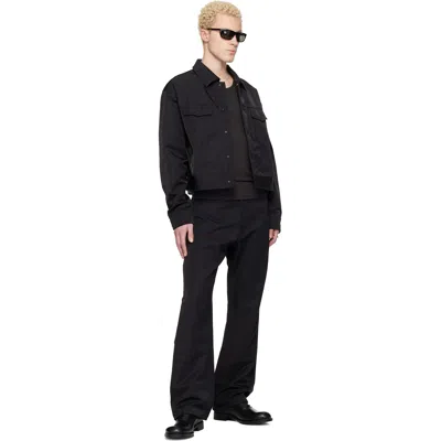 Essentials Black Textured Nylon Trucker Jacket In Black