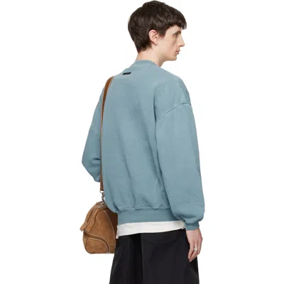 Essentials Blue Relaxed Oversized Arched Logo Sweatshirt In Blue