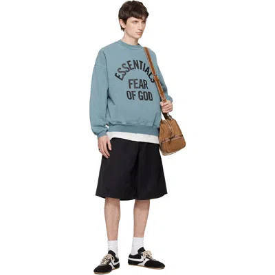 Essentials Blue Relaxed Oversized Arched Logo Sweatshirt In Blue