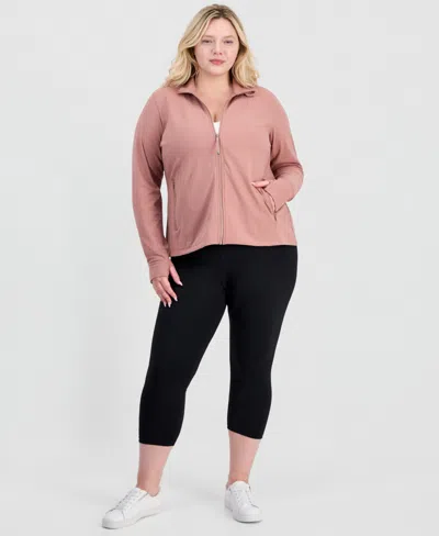 Id Ideology Plus Size Soft Flex Solid Full-zip Jacket, Created For Macy's