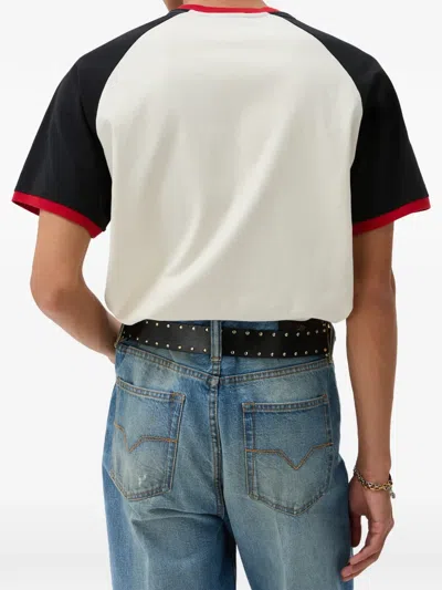 Versace Printed Cotton-jersey Regular T-shirt In Neutral