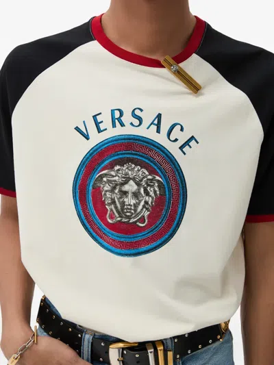 Versace Printed Cotton-jersey Regular T-shirt In Neutral