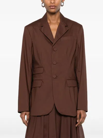 Plan C Single-breasted Blazer In Brown